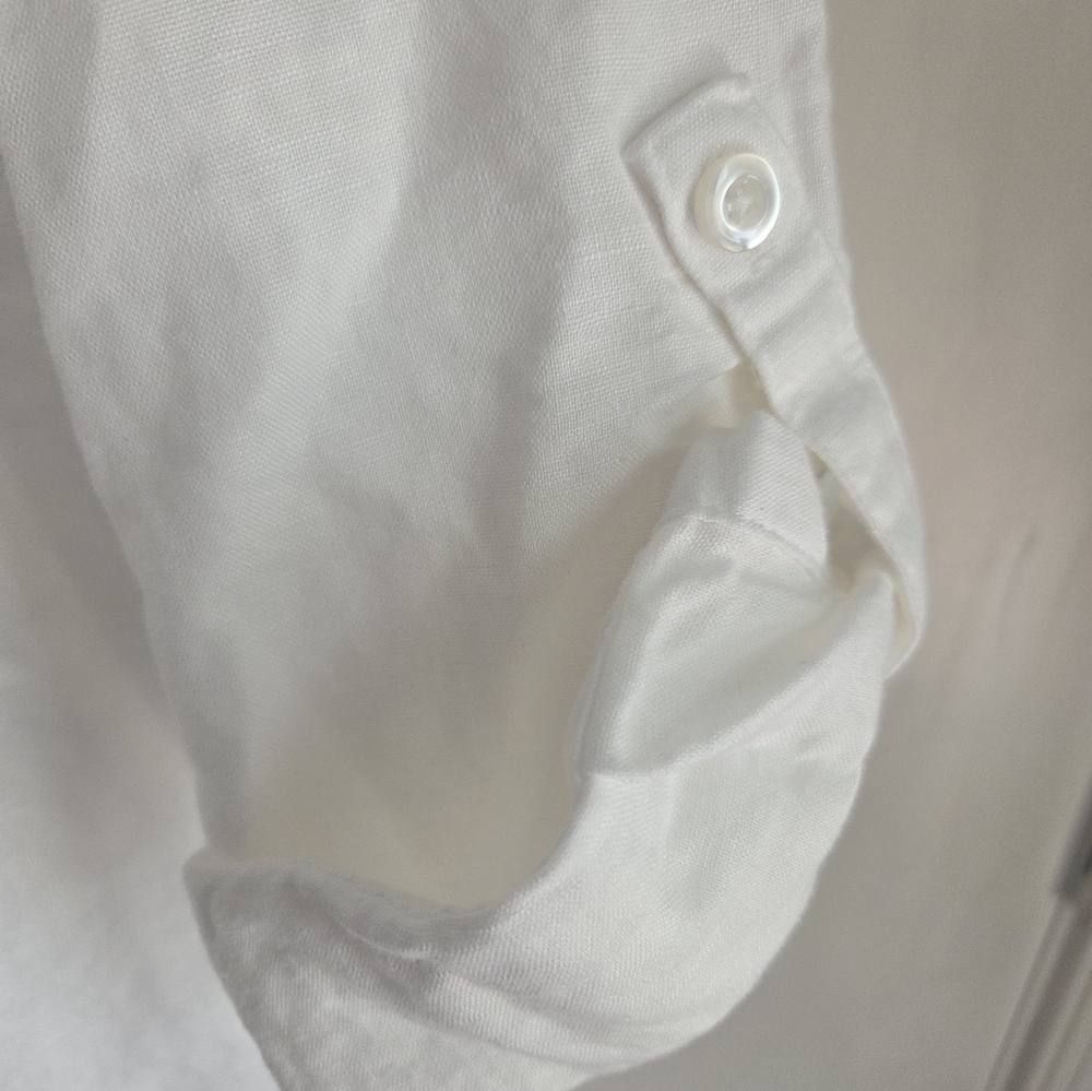 Talbots white linen blouse - Picture 6 of 7